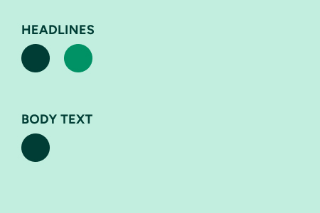 Dewdrop background color with examples showing appropriate colors for headings and body text