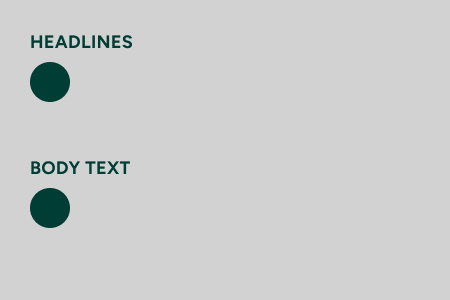 Hounds grey background color with examples showing appropriate colors for headings and body text