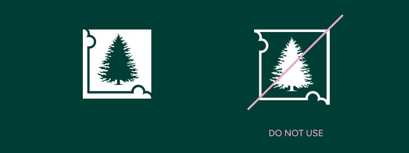 the evergreen tree is always the background color, never white.
