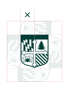 Use half the width of the shield as the margin or "safe space" on all sides.