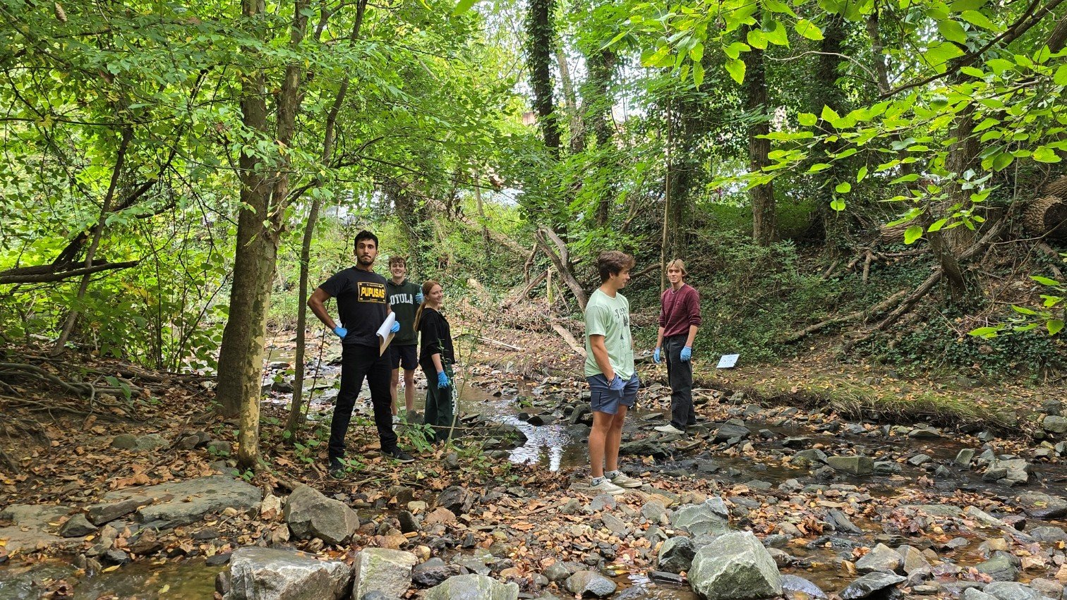Foundations III students at stream