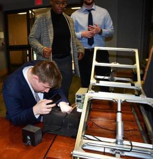 Engineering student works on project