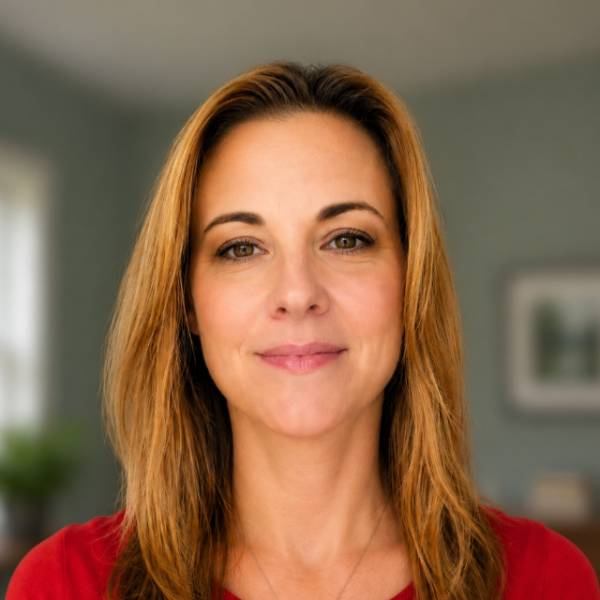 Rana Dellarocco in red sweater