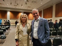 Pamela White with Loyola president Terri Sawyer