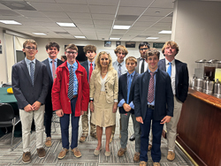 Calvert Hall students with Pamela White