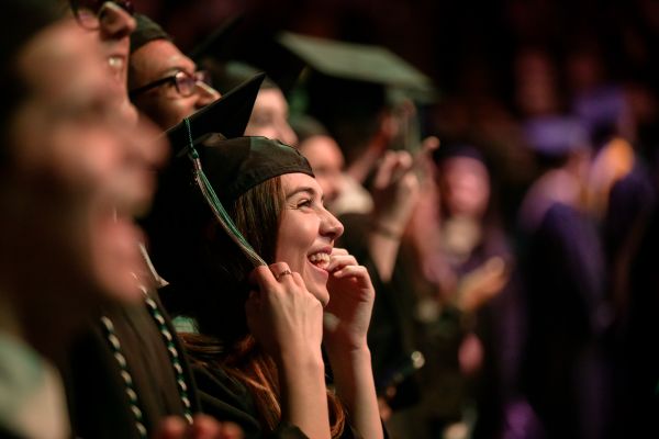 A photo of a Loyola graduate at Commencement