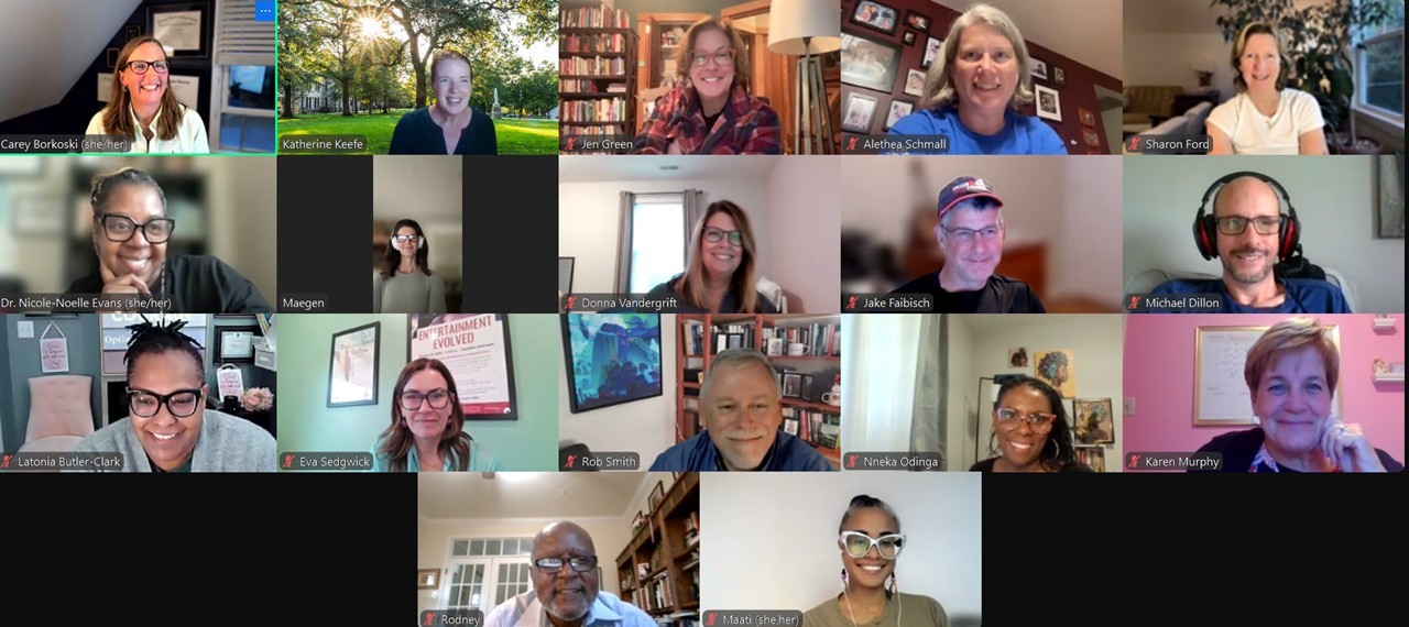 snapshot of zoom class with 17 professionals