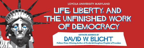 head of Statue of Liberty against red background