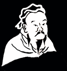 black and white image of confucius