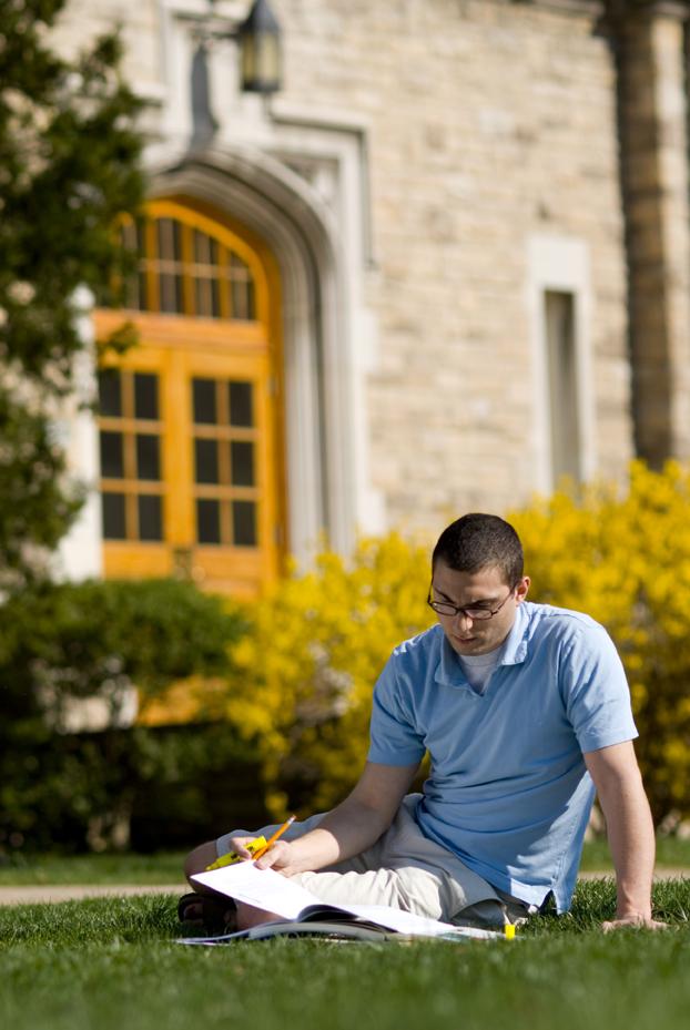 Student Studying on the Quad