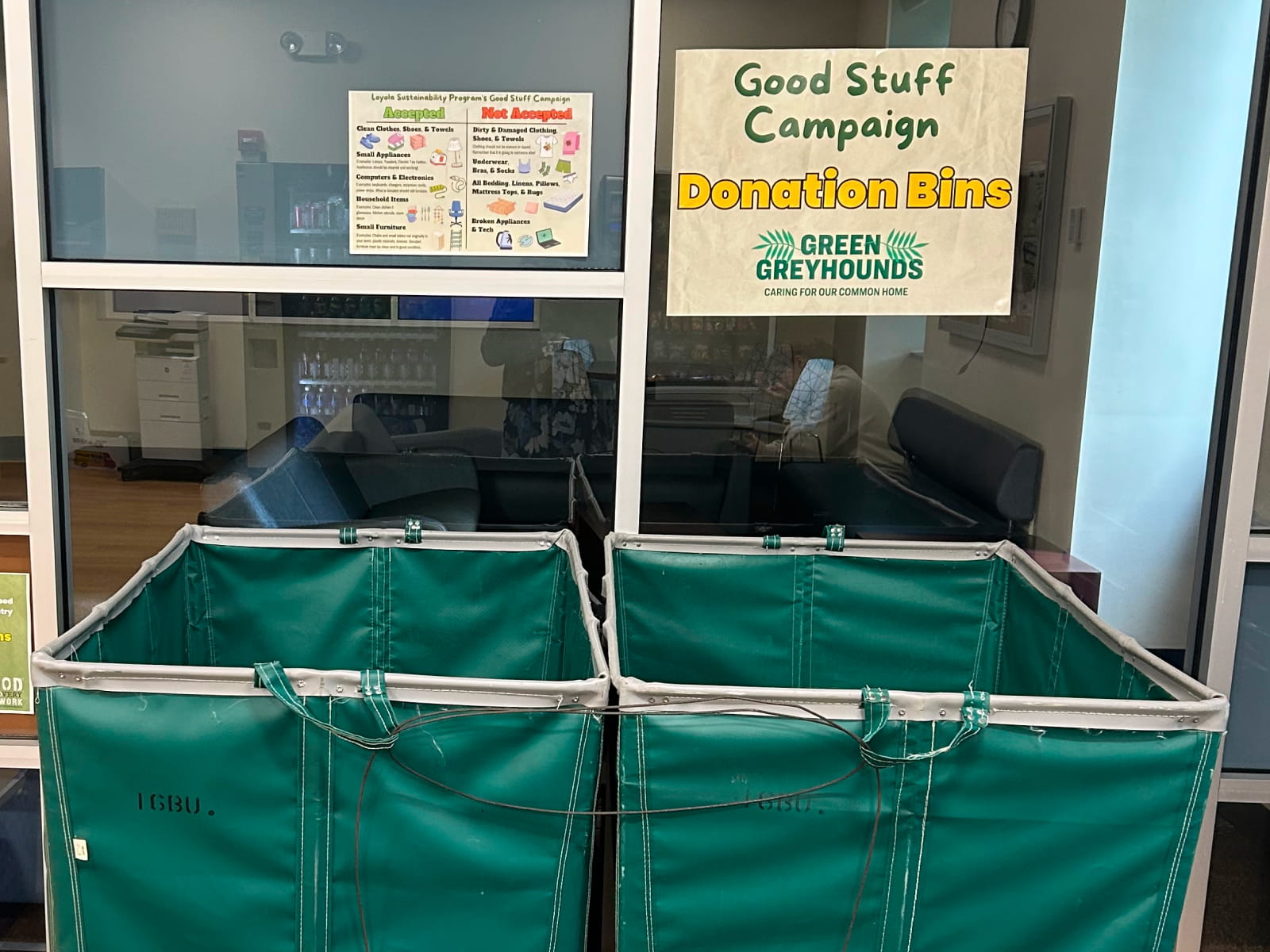 Collection bins for the Good Stuff Campaign