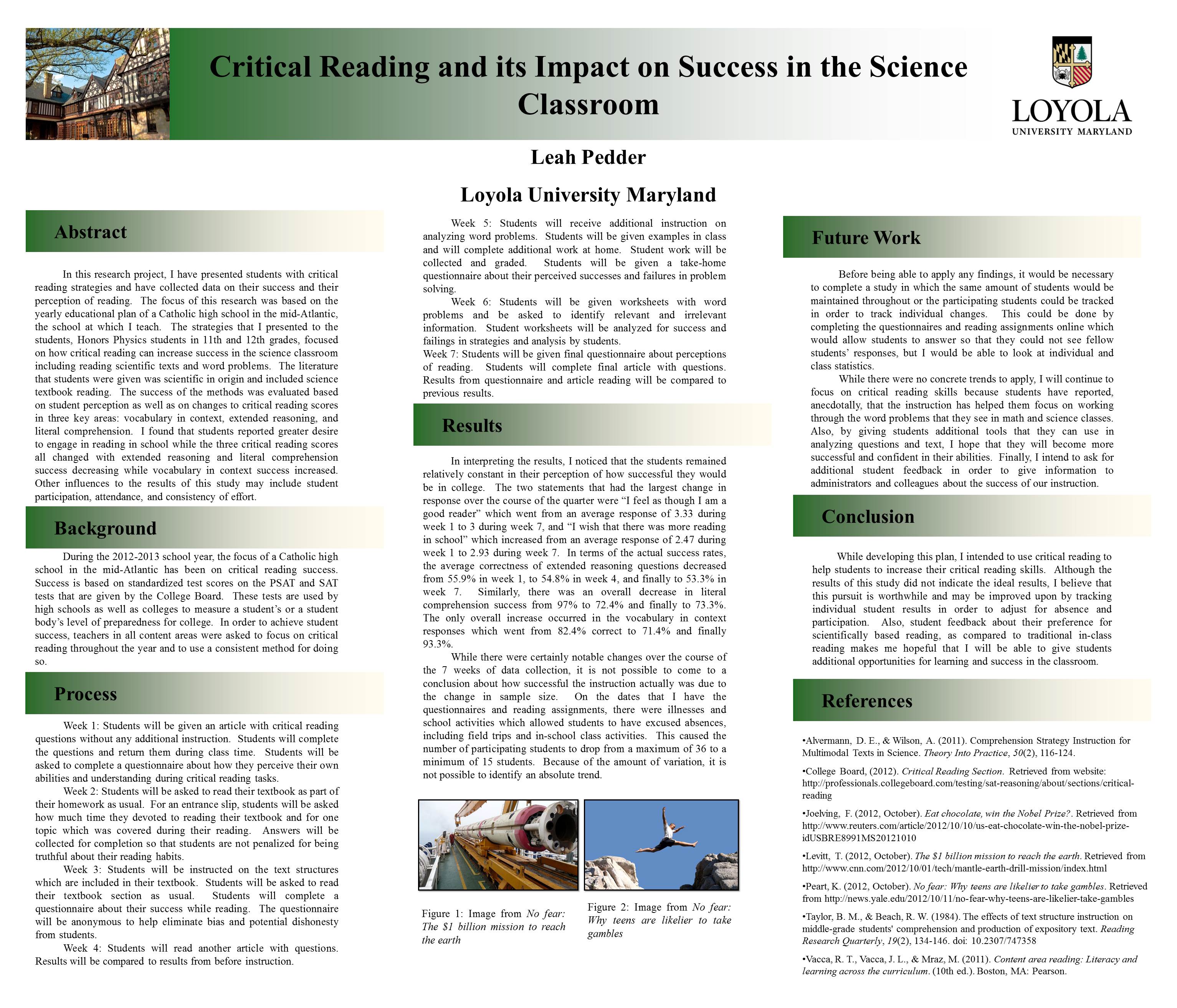 Enlarged poster image: Critical Reading Instruction and its Impact on Success in the Science Classroom