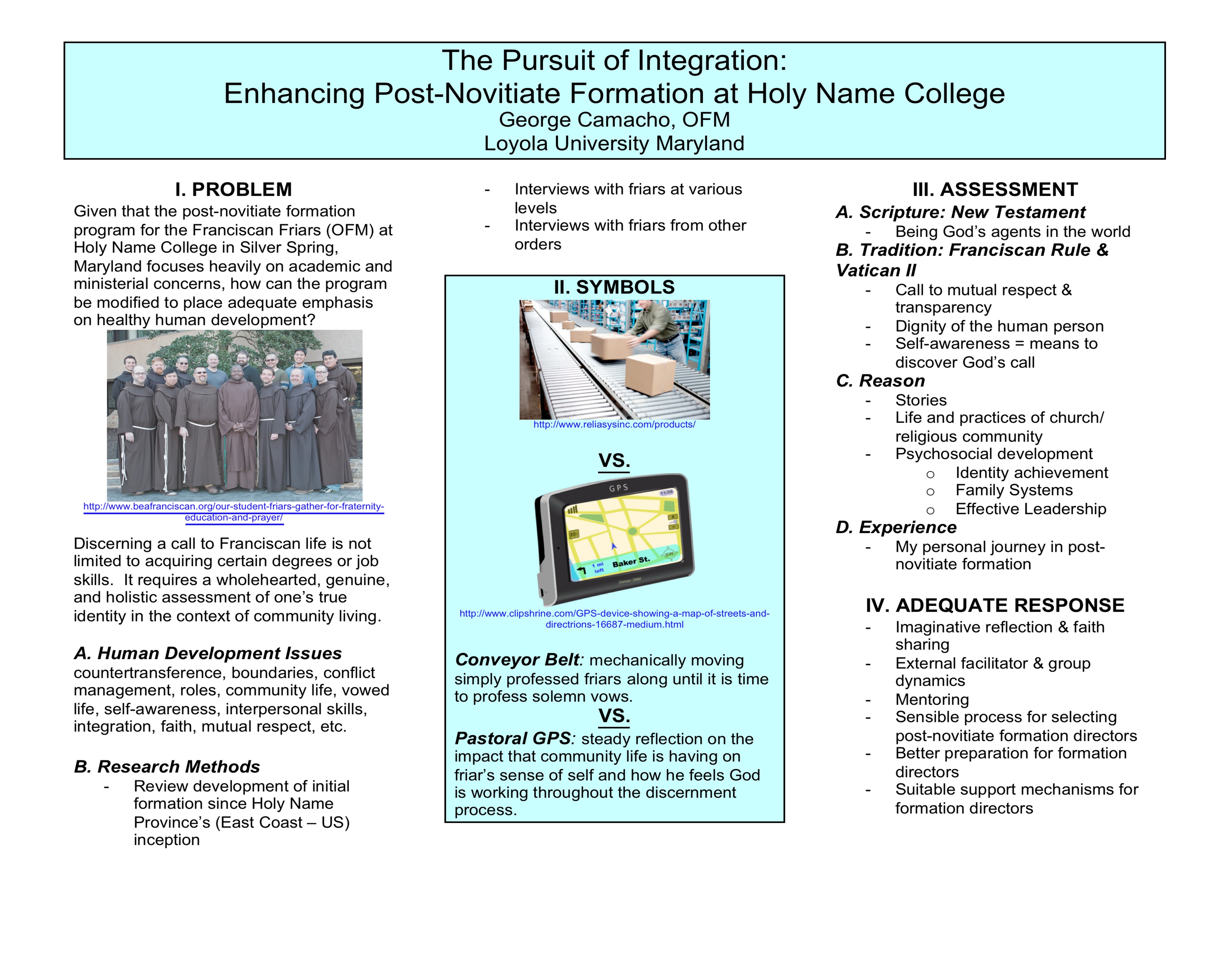 poster image: The Pursuit of Integration: Enhancing Post-Novitiate Formation at Holy Name College