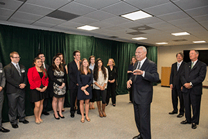 Gen. Colin Powell speaking to global studies honors students