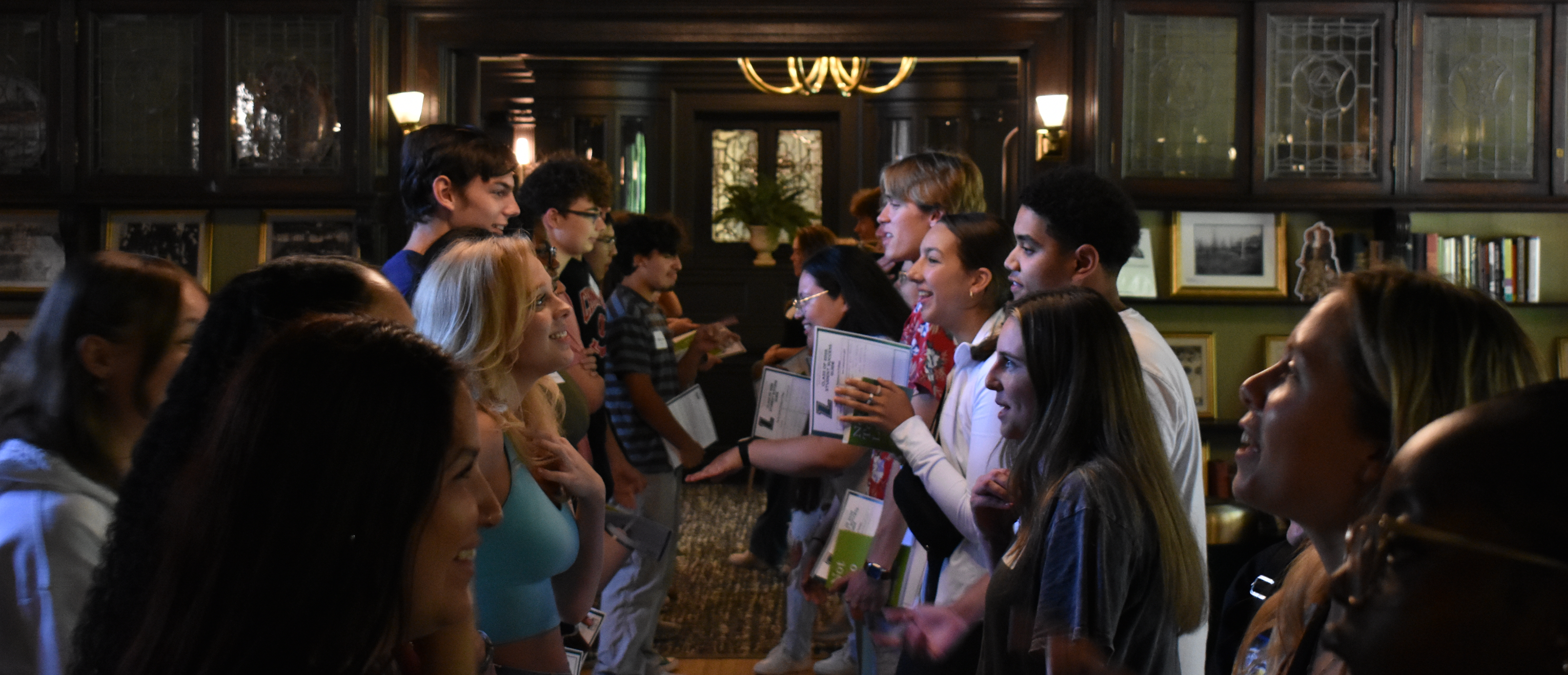 Students being greeted during welcome weekend