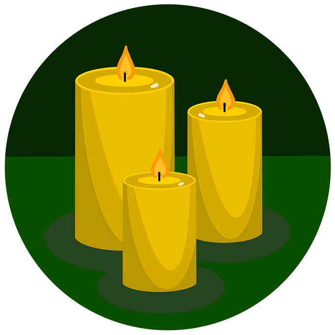 Illustration of yellow candles