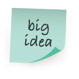 Illustration of post-it note reading big idea