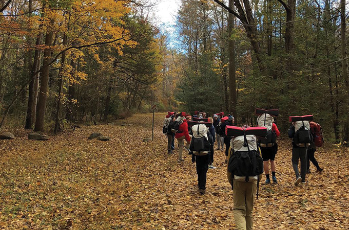 Students on a backpacking trip.