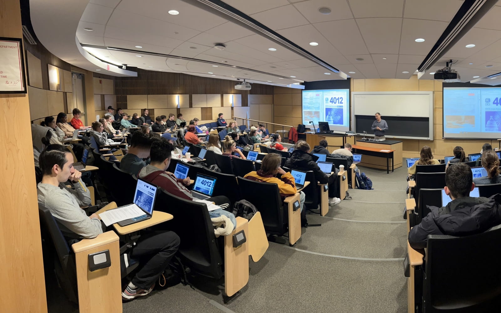 a lecture class room filled with students