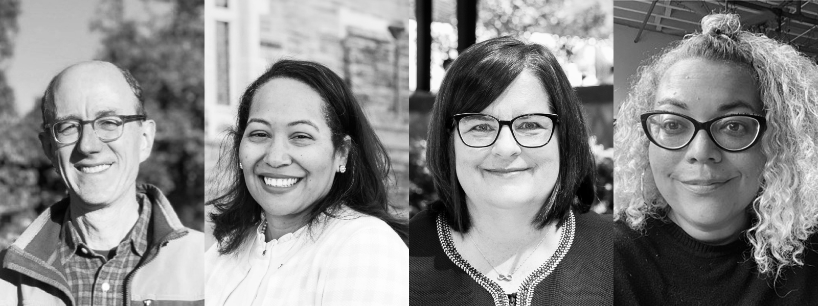 Portraits photos of Dan Pontious, Gia Grier McGinnis, Dr.PH., Deb Cady Melzer, Ph.D., Allison Duggan