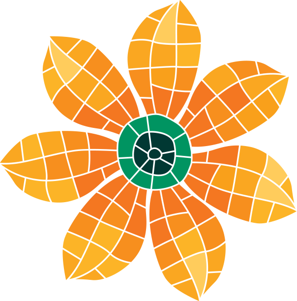 Illustration of a flower in a stained glass style