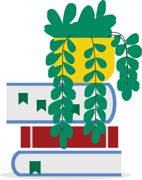 vector illustration a plant in a pot on a stack of books