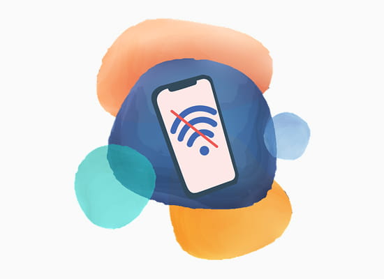 Illustration of a phone showing it is disconnected from wifi