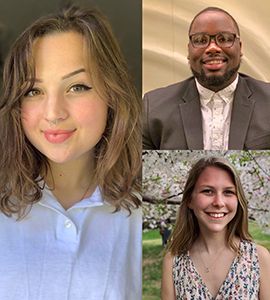 Portraits of the three Loyola students who have been awarded the Benjamin A. Gilman International Scholarship