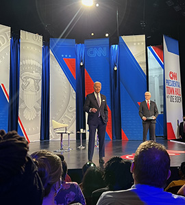 President Joe Biden and Anderson Cooper at the CNN Townhall in Baltimore