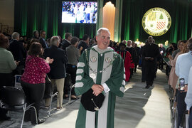 Loyola’s 25th president, Terrence M. Sawyer, J.D., in the recessional at the Inauguration Convocation