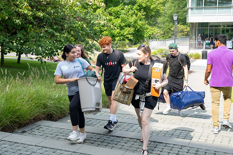 First year students move in to Loyola's Thea Bowman Hall.