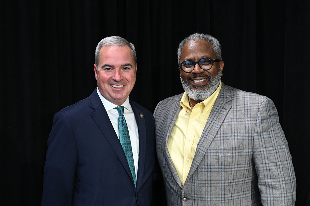 President Terrence M. Sawyer, J.D., with Dr. Tooten (Photo: Herbert “Jay” Dunmore, campus media manager)