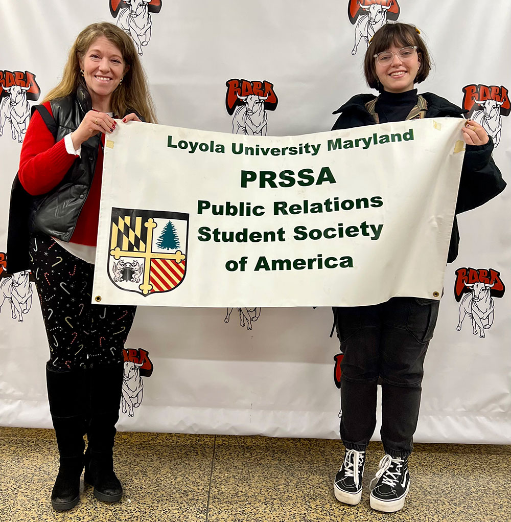 Tania Rosas-Moreno, Ph.D., professor of communication and media and PRSSA faculty adviser, and Eisa Abu-Sbaih, '25