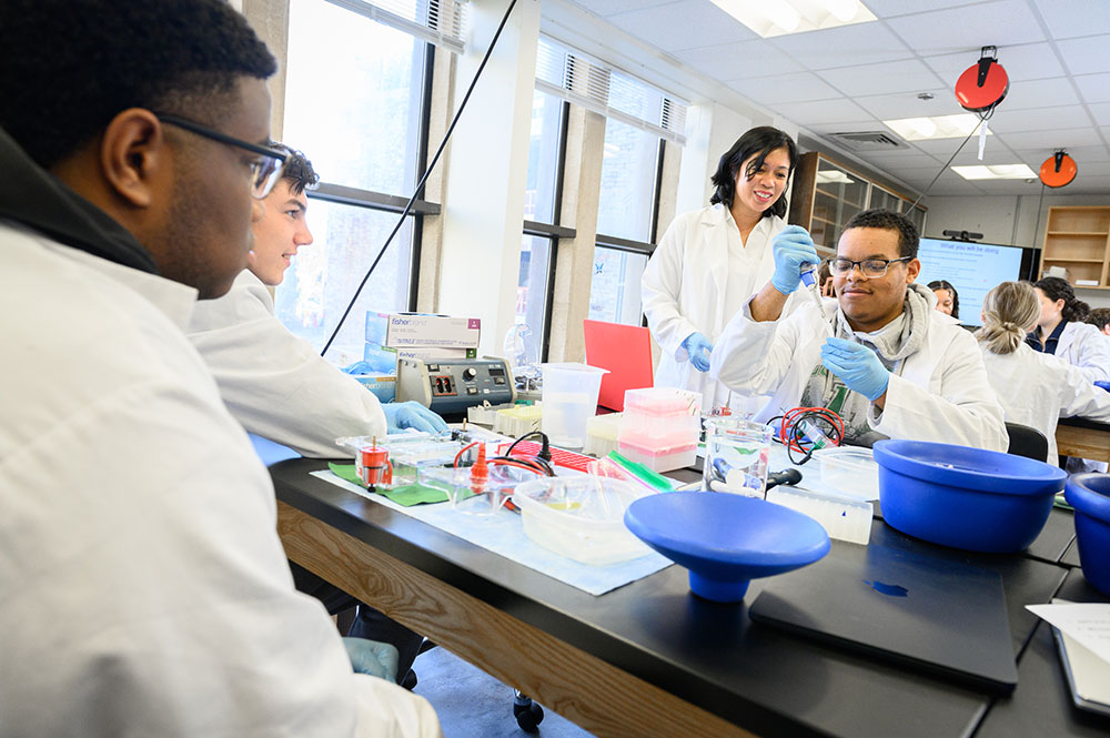 Armina Kazi, Ph.D., associate professor of biology, teaches a biology lab in Fall 2024