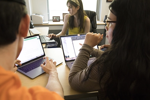 students collaborate on a project