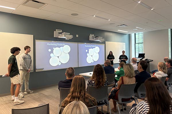 High school students give a presentation on Marketing
